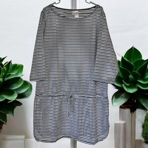 Anne Cole Black and White Eyelet Drawstring Beach Swim Cover Up Sz-18W/20W